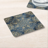 Elegant Gold Mandala Blue Whimsy Design Kartonnen Onderzetters (Schuin)
