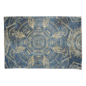Elegant Gold Mandala Blue Whimsy Design Kussensloop (Voorkant-Links)