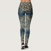 Elegant Gold Mandala Blue Whimsy Design Leggings (Achterkant)