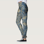 Elegant Gold Mandala Blue Whimsy Design Leggings (Links)