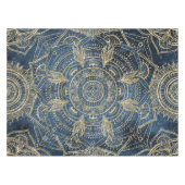 Elegant Gold Mandala Blue Whimsy Design Tafelkleed (Voorkant (Horizontaal))