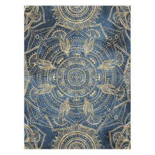 Elegant Gold Mandala Blue Whimsy Design Tafelkleed