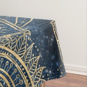 Elegant Gold Mandala Blue Whimsy Design Tafelkleed (Voorbeeld)