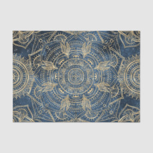 Elegant Gold Mandala Blue Whimsy Design Tissuepapier