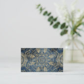 Elegant Gold Mandala Blue Whimsy Design Visitekaartje (Staand voorkant)
