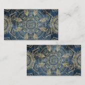 Elegant Gold Mandala Blue Whimsy Design Visitekaartje (Voorkant / Achterkant)