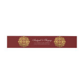 Elegant Gold Mandala Burgundy Indian Wedding Uitnodigingen Wikkel (Vlak)