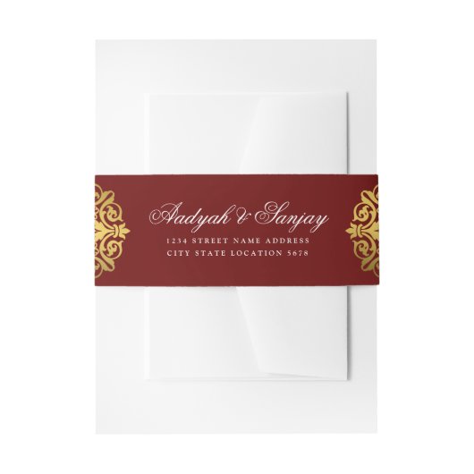 Elegant Gold Mandala Burgundy Indian Wedding Uitnodigingen Wikkel (Voorkant Voorbeeld)