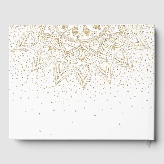 Elegant Gold Mandala Confetti Design Gastenboek (Achterkant)