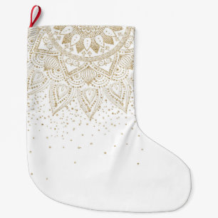 Elegant Gold Mandala Confetti Design Grote Kerstsok