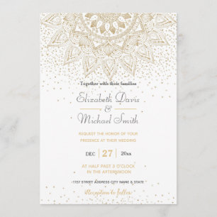 Elegant Gold Mandala Confetti Design Kaart