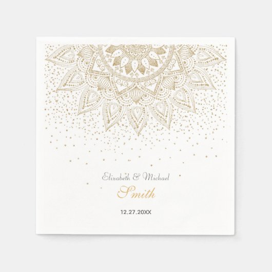 Elegant Gold Mandala Confetti Design Servet (Voorkant)
