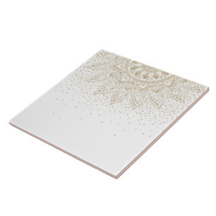 Elegant Gold Mandala Confetti Design Tegeltje
