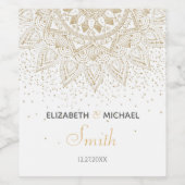 Elegant Gold Mandala Confetti Design Wijn Etiket (Enkel label)