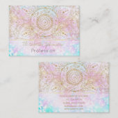 Elegant Gold Mandala en holografisch glitter desig Visitekaartje (Voorkant / Achterkant)