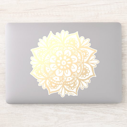 Elegant Gold Mandala Flower Sticker (Computer)