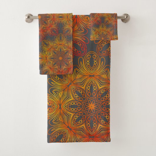 Elegant Gold Mandala Gray Bath-handdoekset Bad Handdoek (Insitu)