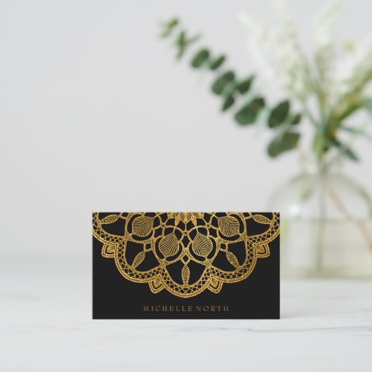 Elegant Gold Mandala ID353 Visitekaartje (Staand voorkant)
