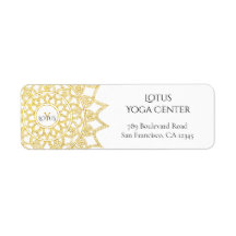 Elegant Gold Mandala Monogram Return Address