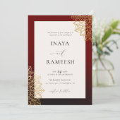 Elegant Gold Mandala Red Indian Wedding Invitation Kaart (Staand voorkant)