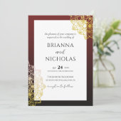 Elegant Gold Mandala Red Indian Wedding Kaart (Staand voorkant)