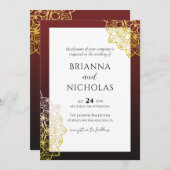 Elegant Gold Mandala Red Indian Wedding Kaart (Voorkant / Achterkant)