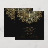 Elegant Gold Mandala Simple Black Wedding Kaart (Voorkant / Achterkant)