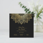 Elegant Gold Mandala Simple Black Wedding Kaart (Staand voorkant)