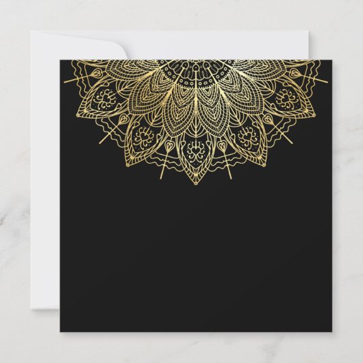 Elegant Gold Mandala Simple Black Wedding Kaart (Achterkant)