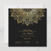 Elegant Gold Mandala Simple Black Wedding Kaart (Voorkant)