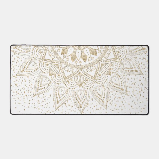 Elegant Gold Mandala Stippen Design Bureaumat (Voorkant)