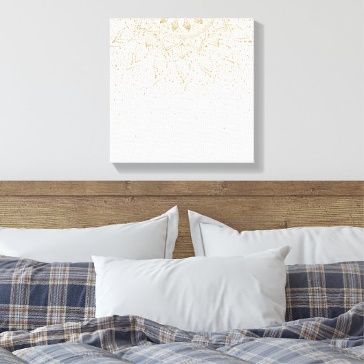 Elegant Gold Mandala Stippen Design Canvas Afdruk (Insitu (Slaapkamer))