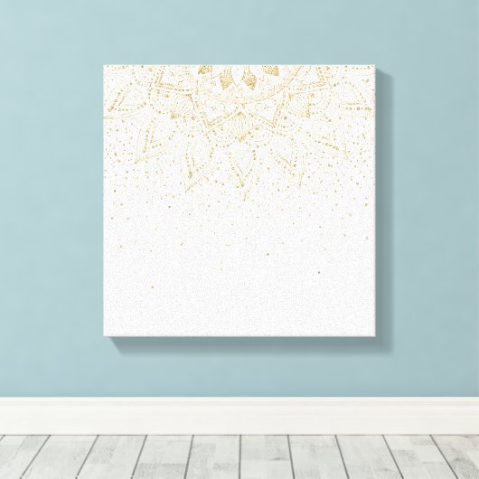 Elegant Gold Mandala Stippen Design Canvas Afdruk (Insitu (Houten vloer))