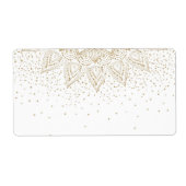Elegant Gold Mandala Stippen Design Etiket (Voorkant)