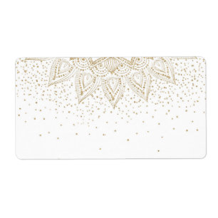Elegant Gold Mandala Stippen Design Etiket
