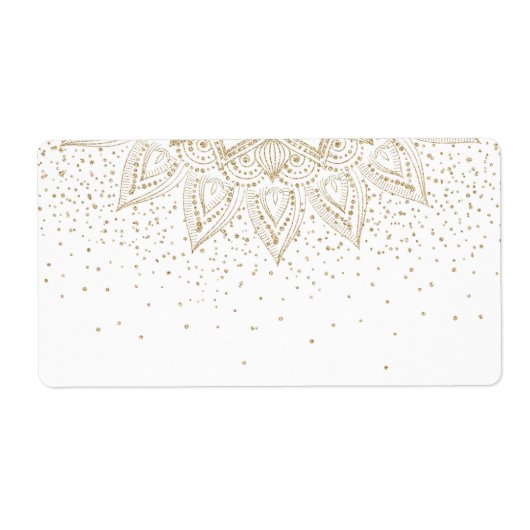 Elegant Gold Mandala Stippen Design Etiket (Voorkant)