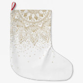 Elegant Gold Mandala Stippen Design Grote Kerstsok (Voorkant)