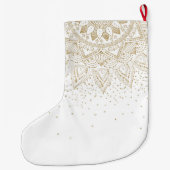 Elegant Gold Mandala Stippen Design Grote Kerstsok (Achterkant)