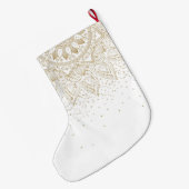 Elegant Gold Mandala Stippen Design Grote Kerstsok (Achterkant (Hangend))