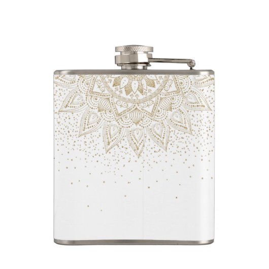 Elegant Gold Mandala Stippen Design Heupfles (Achterkant)