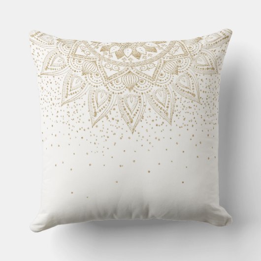 Elegant Gold Mandala Stippen Design Kussen (Achterkant)