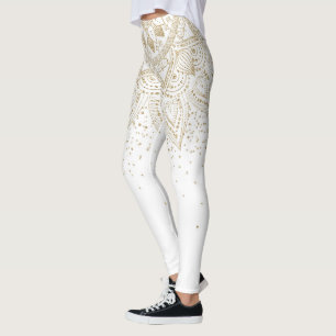Elegant Gold Mandala Stippen Design Leggings