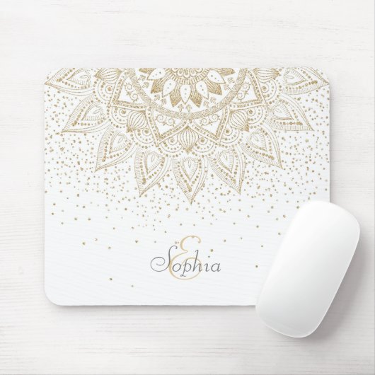 Elegant Gold Mandala Stippen Design Muismat (Met muis)
