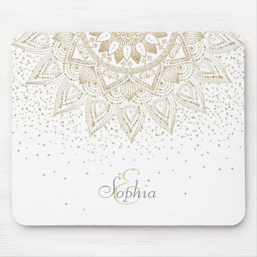 Elegant Gold Mandala Stippen Design Muismat (Voorkant)