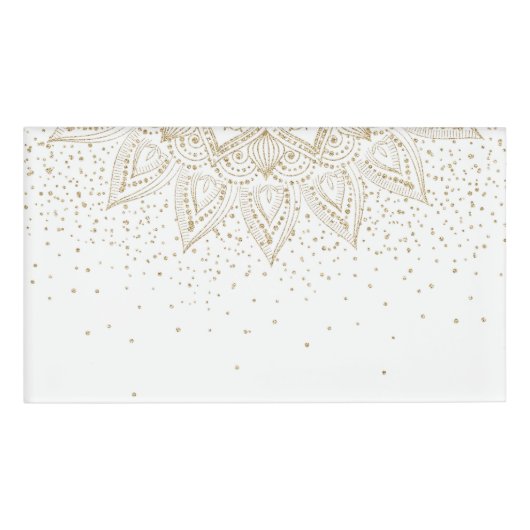 Elegant Gold Mandala Stippen Design Naambadge (Voorkant)