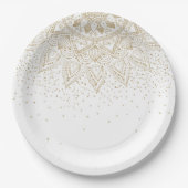 Elegant Gold Mandala Stippen Design Papieren Bordje (Voorkant)