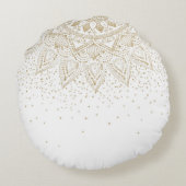 Elegant Gold Mandala Stippen Design Rond Kussen (Achterkant)