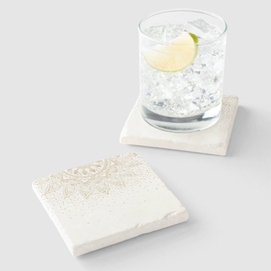 Elegant Gold Mandala Stippen Design Stenen Onderzetter (Zijkant)