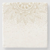 Elegant Gold Mandala Stippen Design Stenen Onderzetter (Voorkant)