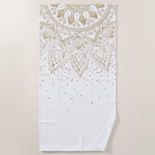 Elegant Gold Mandala Stippen Design Strandlaken (Voorkant)